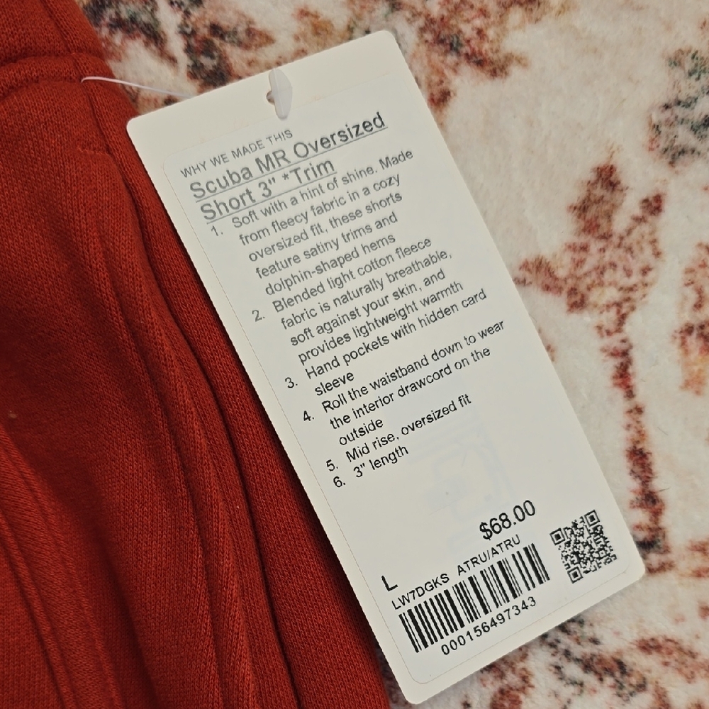 NWT lululemon athletica Orange Scuba MR 3 Inch Athletic Shorts Size Large - Picture 2 of 4